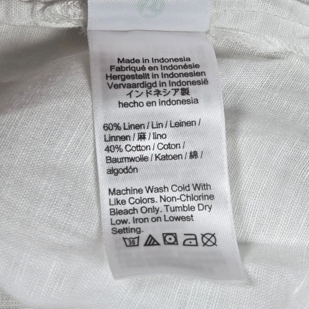J. Crew White Linen‎ Cotton Blend Button Down Long Beach Shirt XL BP237
